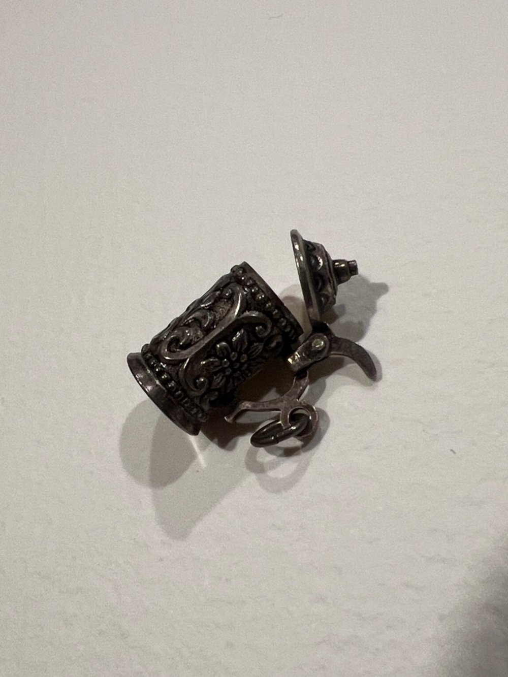 Silver Ornate Floral Filigree Charm - Dark Metal